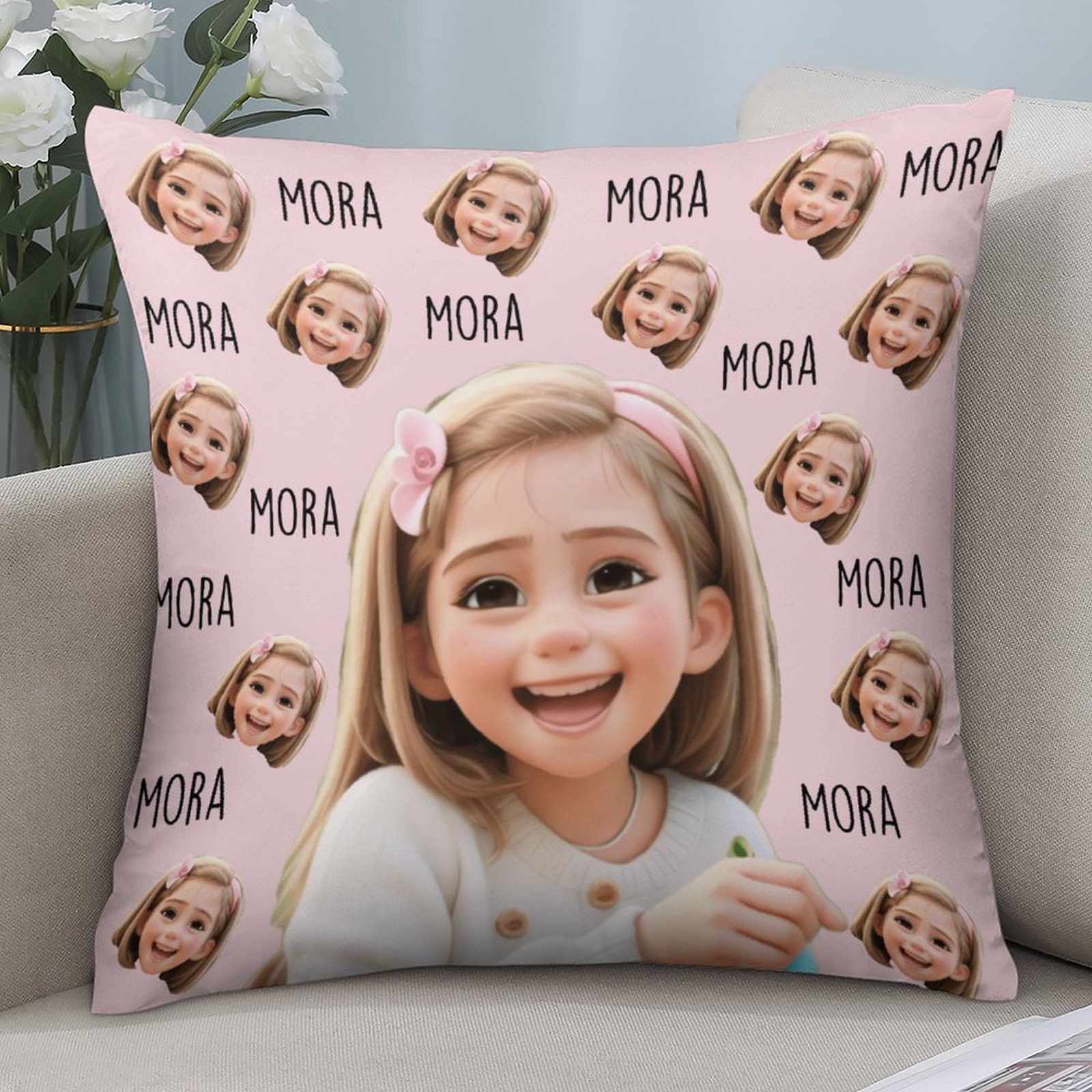 Cartoon portrait double sided pillow